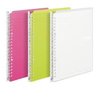 Kokuyo Campus Easy Carry Slim Smart Ring Lot de 3 classeurs à 26 anneaux (rose vif, vert et transparent, B5)