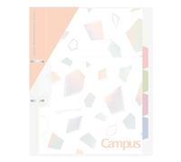 Kokuyo Campus Le-PP158-L4P Carnet rechargeable A4 fin à 2 anneaux avec 5 intercalaires, capacité 100 feuilles, convient pour feuilles de papier volantes à 30 trous, couleur minérale rose abricot