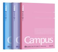 KOKUYO Campus Lot de 3 carnets de composition 24,5 x 19,5 cm avec larges lignes, 80 feuilles, rose bleu lavande ligné pour le travail, les études, la prise de notes (WSG-NO-308CG2 × 3)