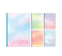KOKUYO Campus Lot de 5 carnets de notes lignés semi-B5 pour l'école avec lignes à pois de 6 mm, 30 feuilles, pastel positif et relaxant, carnet de notes pour femme, travail, étude, prise de notes (NO