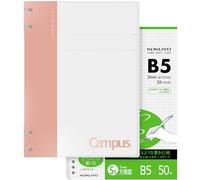 KOKUYO Campus Lot de cahiers à spirales rechargeables B5 + 50 feuilles de recharge avec lignes graphiques de 12,7 x 12,7 cm, capacité de 40 feuilles, rose, parfait pour le travail, les études et le