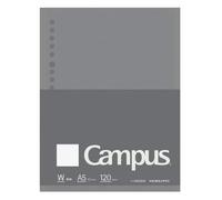 Kokuyo Campus NO-G806WN Lot de 120 feuilles de papier à feuilles mobiles pour classeur, type professionnel, écriture lisse, format A5, ligné uni, 20 trous, 120 feuilles, pH neutre, résistant aux bavures, importation du Japon