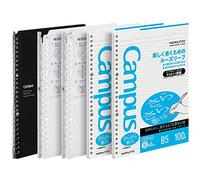 Kokuyo Campus Smart Lot de 3 classeurs à anneaux B5 en blanc et noir, jusqu'à 25 feuilles, 26 trous et 200 feuilles mobiles Campus pour journal d'étude, importation du Japon