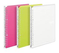 Kokuyo Campus Smart-Ring Lot de 3 classeurs fins faciles à transporter A5 20 anneaux (rose vif, vert et transparent, A5)