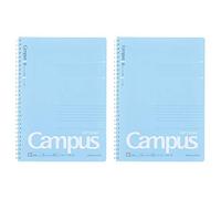 KOKUYO Campus SU-S111BT-B Lot de 2 cahiers à anneaux souples, semi-B5, B 6 mm, lignés, 34 lignes, 40 feuilles, bleu, importation du Japon
