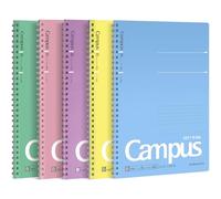 KOKUYO Campus SU-S111BT Lot de 5 cahiers à anneaux souples, semi-B5, B 6 mm, 34 lignes, 40 feuilles, 5 couleurs, importation du Japon
