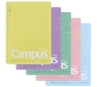 KOKUYO Campus SU-S131BT Lot de 5 cahiers à anneaux souples A5, B 6 mm lignés, 29 lignes, 50 feuilles, lot de 5 couleurs, importation du Japon