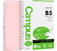 KOKUYO Classeurs à anneaux intelligents, carnet réutilisable rose B5, 20 feuilles chacun, plus 50 feuilles supplémentaires de papier quadrillé 5x5, capacité de 60 feuilles, parfait pour l'école et le