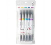 Kokuyo Surligneurs PM-MT201-5S - Lot de 5 double pointe - or/gris/vert-clair/bleu-marine/rouge