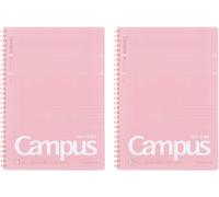 Kokuyo S-S111bt-Px2set Campus Lot De 2 Cahiers À Anneaux Souples, Lignés À Pois, 40 Feuilles, B5, Rose