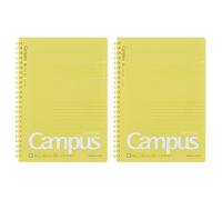 Kokuyo S131BT-YX2SET Campus Lot de 2 cahiers à anneaux souples lignés à pois 50 feuilles A5 Jaune