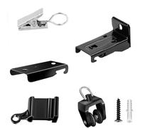 KOLAKO Accessoires de rail de rideau pour rail de rideau à fixation murale, 4,2 m flexible et pliable noir - Rouleaux de rail de rideau, crochets de rail, clips de montage, supports de montage