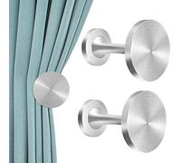 KOLAKO Lot de 2 embrasses de rideaux argentées, fixation murale en métal moderne - Embrasses décoratives rondes pour rideau, petit rideau, embrasses de rideau, lot de 2