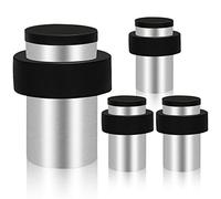 KOLAKO Lot de 4 butées de porte cylindriques, en acier inoxydable brossé, très résistantes, 5,1 cm, butées de porte murales modernes avec pare-chocs en caoutchouc