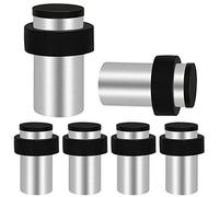 KOLAKO Lot de 6 butées de porte au sol, en acier inoxydable, 6,3 cm, modernes et solides, cylindriques avec pare-chocs en caoutchouc souple, butées de porte pour bas ou haut de portes (argenté)