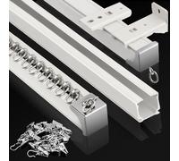 KOLAKO Rail de rideau de plafond (0,9 à 2,7 m) en aluminium robuste - Système de tringle à rideaux robuste - Séparateur de pièce - Rail de plafond coulissant pour rideaux, camping-car