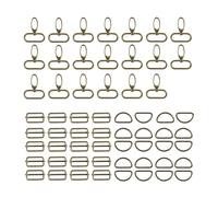 Kolamom 60PCS Mousqueton a Main 32 mm, Pivotant Sac, Anneau en D, Boucle Coulissante Belt, Couleur Bronze, 45 x 38 mm Unisex