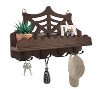 Kolamom Porte-clés mural en bois avec 9 crochets à clés, étagère à clés avec étagère pour courrier, téléphone, petite décoration, idéal pour entrée, bureau et couloir