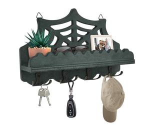 Kolamom Porte-clés mural en bois avec 9 crochets à clés, étagère à clés avec étagère pour courrier, téléphone, petite décoration, idéal pour entrée, bureau et couloir