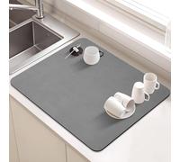 Kolamom Tapis Egouttoir Vaisselle, 40×50 cm Tapis Vaisselle Egouttoir Absorbant Antidérapant, Tapis Evier Cuisine, Tapis de Bar, Tapis Machine a Cafe pour Cuisine, Bar, Machine à Café, Gris