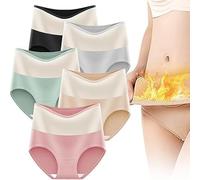 Kolarmo Sous-vêtement thermique épais et polaire en coton taille haute pour femme, culotte thermique épaississante, culotte d'hiver à couverture complète pour femme, 5 pièces - L, Taille Unique
