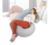 Kolbray Coussin de Grossesse en Forme de C - Oreiller de Sommeil Latéral - Coussin de Corps - Coussin d’Allaitement - Gris - 125x75x