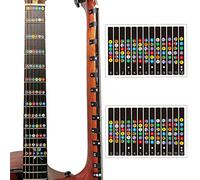 Koldot Lot de 2 autocollants pour frettes de guitare acoustique, basse, guitare acoustique, basse, notes d'accord, carte des frettes, autocollants pour enfants débutants