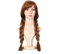 Kolegrial ANNA Cosplay Perruque Femme Long Double Tresse Torsadée Perruque Déguisement Reine des Neiges Anna Halloween Noël Carnaval Fête Anniversaire Mascarade Princesse Costume Accessoires Wig