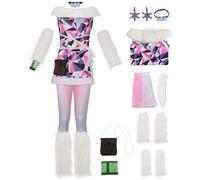 Kolegrial Déguisement Abbey Bominable Femme Cosplay Elf High School Abbey Uniforme Set Robe Pantalon Collier Boucles d'oreilles Manches Jambières Sac pour Carnaval Halloween Party Masquerade Costume