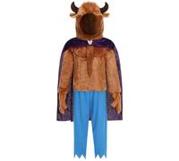 Kolegrial Déguisement Adam avec Cagoule Garçon Cosplay Bête Prince Adam Uniforme Set Cape et Haut Pantalon Gants pour Enfant Carnaval Halloween Party Masquerade Performance Fancy Jeu de rôle Costume