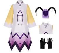Kolegrial Déguisement Adam Homme Cosplay Enfer Angel Adam Uniforme Set Blanc Veste avec Gants et Masque pour Adulte Carnaval Halloween Party Masquerade Fancy Jeu de rôle Costume