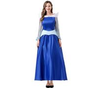 Kolegrial Déguisement Aurora Femme Cosplay Princesse Aurore Bleu Cour Vintage Longue Bustier Robe de Soirée pour Adulte Noël Carnaval Halloween Party Anniversaire Masquerade Fancy Robe de Bal