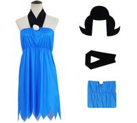 Kolegrial Déguisement Betty Femme Cosplay Modern Primitive Betty Outfit Bleu Robe avec Collier Coiffe Set pour Fancy Dress Up Carnaval Halloween Fête Anniversaire Masquerade Costume