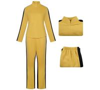 Kolegrial Déguisement Bride Femme Cosplay Killer Bride Kung Fu Outfit Jaune Haut Zippé et Pantalon pour Carnaval Halloween Party Masquerade Fancy Jeu de rôle Costume