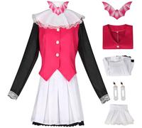Kolegrial Déguisement Draculaura Femme Cosplay Elf High School Vampire Draculaura Uniforme Set Top Jupe Foulard avec Boucles d'oreilles Collier pour Carnaval Halloween Party Masquerade Fancy Costume