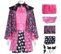 Kolegrial Déguisement Draculaura Femme Cosplay Monster High Vampire Draculaura Gothique Imprimé Uniforme avec Accessoires Set pour Carnaval Halloween Party Masquerade Fancy Jeu de rôle Costume