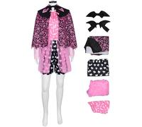 Kolegrial Déguisement Draculaura Femme Cosplay Monster High Vampire Draculaura Gothique Imprimé Uniforme Set avec Accessoires pour Carnaval Halloween Party Masquerade Fancy Jeu de rôle Costume