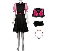 Kolegrial Déguisement Draculaura Femme Cosplay Monster High Vampire Draculaura Gothique Robe et Ceinture Bas Set pour Carnaval Halloween Party Masquerade Fancy Jeu de rôle Costume