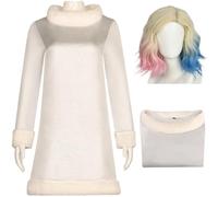 Kolegrial Déguisement Enid Sinclair Femme Cosplay Wolf Girl Enid Sinclair Prom Blanc Robe de Soirée et Perruque pour Noël Carnaval Halloween Party Anniversaire Masquerade Robe de Bal