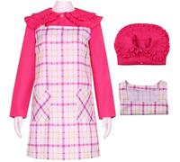 Kolegrial Déguisement Enid Sinclair Filles Cosplay Wolf Girl Enid Sinclair Rose Top Robe à Carreaux pour Noël Carnaval Halloween Party Anniversaire Masquerade Robe de Bal