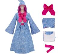 Kolegrial Déguisement Fairy Godmother Femme Cosplay Cendrillon Fairy Godmother Cape à Capuche et Robe Nœud Papillon Ceinture pour Noël Carnaval Halloween Party Masquerade Théâtre Performance Costume