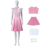 Kolegrial Déguisement Glinda Femme Cosplay Wicked Fée Glinda Rose Elégant Lady Robe Uniforme Set Top Doublure Jupe et Bretelles pour Noël Carnaval Halloween Party Anniversaire Masquerade Robe de Bal