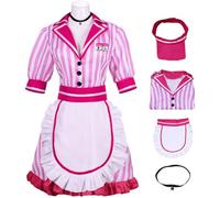 Kolegrial Déguisement Kitagawa Marin Femme Cosplay Anime Kitagawa Marin Rose Serveur Uniforme Set Robe et Tablier Chapeau Collier pour Carnaval Halloween Party Masquerade Fancy Jeu de rôle Costume