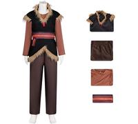 Kolegrial Déguisement Kristoff Homme Cosplay Reine des Glaces 2 Kristoff Set Gilet Haut Pantalon Ceinture pour Halloween Noël Carnaval Party Anniversaire Masquerade Costume