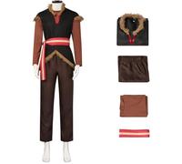 Kolegrial Déguisement Kristoff Homme Cosplay Reine des Glaces 2 Kristoff Set Gilet Top Pantalon Ceinture pour Halloween Noël Carnaval Party Anniversaire Masquerade Costume