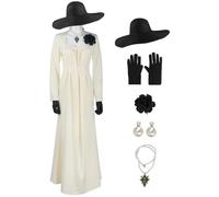 Kolegrial Déguisement Lady Dimitrescu Femme Cosplay Game 8 Vampire Lady Élégance Vintage Long Robe avec Chapeau Collier Boucles d'oreilles Gants pour Carnaval Halloween Party Masquerade Fancy Costume
