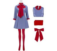 Kolegrial Déguisement Lady Femme Cosplay Die with A Smile Gaga Vintage Outift Robe avec Nœud papillon Chaussettes Set pour Carnaval Halloween Party Masquerade Costume