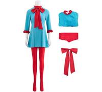 Kolegrial Déguisement Lady Femme Cosplay Die with A Smile Gaga Vintage Outift Robe avec Nœud papillon Collant Set pour Carnaval Halloween Party Masquerade Costume