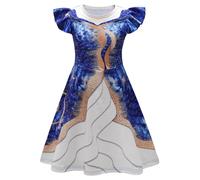 Kolegrial Déguisement Madame Morrible Fille Cosplay Wicked Madame Morrible Volants Imprimé Robe pour Fancy Dress Up Carnaval Halloween Fête Anniversaire Masquerade Robe de Princesse, 4-9 Ans