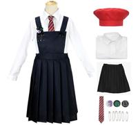 Kolegrial Déguisement Matilda avec Casquette Femme Cosplay Matilda The Musical Uniforme Set Jupe Chemise Cravate pour Carnaval Halloween Party Masquerade Théâtre Performance Fancy Costume, Noir